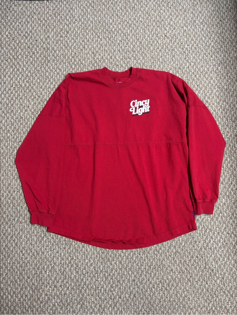 Cincy Light Rhinegeist Brewery Red Long Sleeve Beer Crewneck Shirt